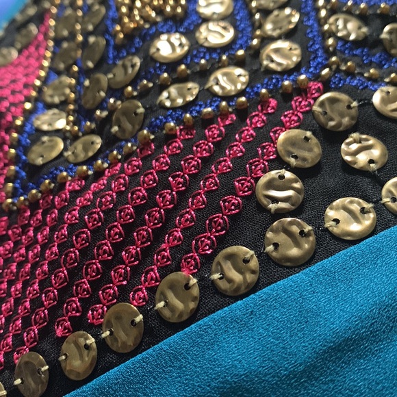 Studio Y Turquoise embellished Beaded Bib Tank Top - Picture 6 of 8